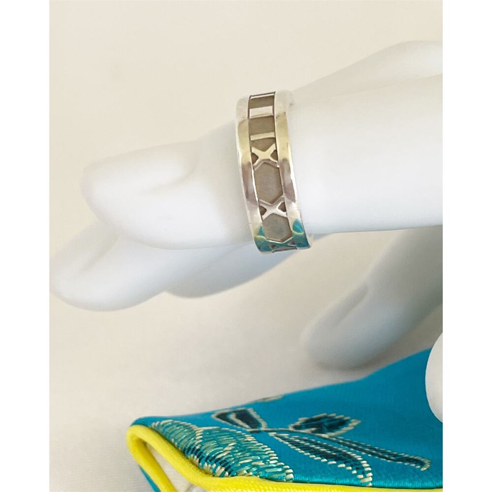 Tiffany & Co. Sterling Silver Atlas Ring Roman Numerals Band 4.5